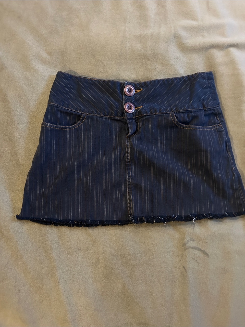 Ezekiel Navy Pinstripe Mini Skirt with Double Button